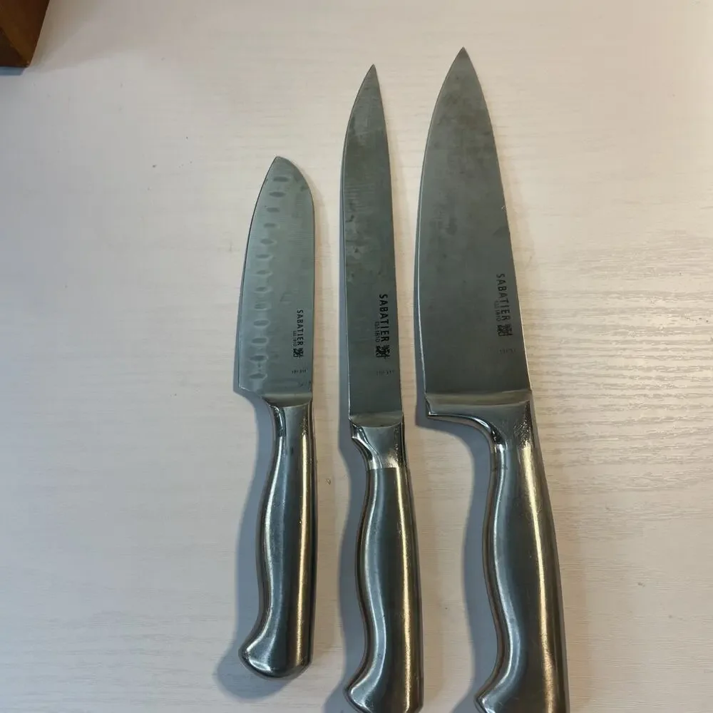 Sabatier 13pc Stainless Steel Hollow Handle Cutlery Set Wood Block Shears